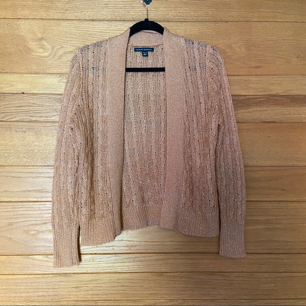 Banana Republic cable knit rose metallic cardigan